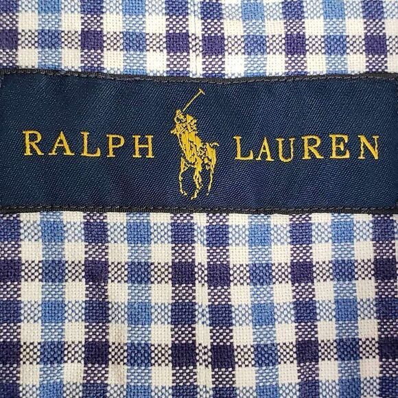 Polo Ralph Lauren Shirt Oxford Men's Large L Blue Plaid LS Button Down Cotton - Picture 7 of 10